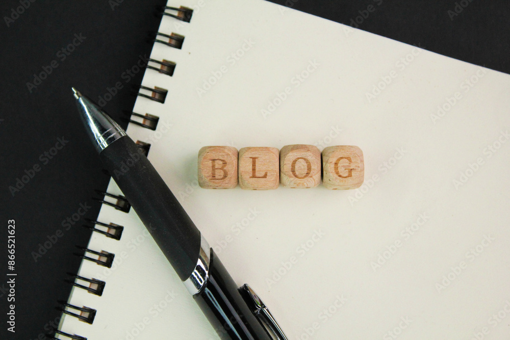 Aufkleber letters of the alphabet with the word blog. writing or narration. a regularly updated website or web