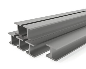 I beam. Metal steel products. steel galvanized. metal industry. 3D rendering.
