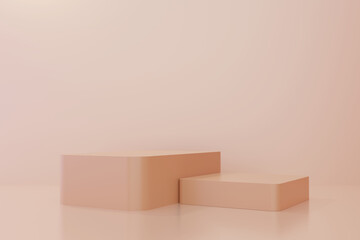 3D podium. Skin tone color. Abstract scene for product simulation. 3D rendering.