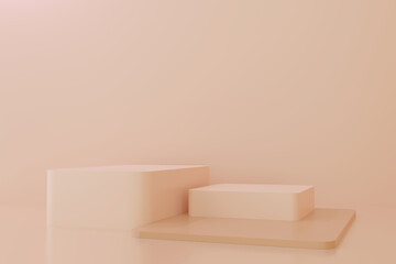 3D podium. Skin tone color. Abstract scene for product simulation. 3D rendering.