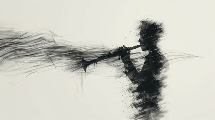 Fototapeta premium Clarinet player outline graphic vector. 