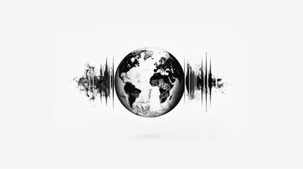 Illustrated  of the world icon with a isolated background. seismic vibrations and fluctuations
