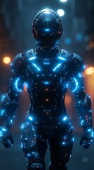 Naklejka premium Futuristic Cyberpunk Armor, Robotic Suit Design