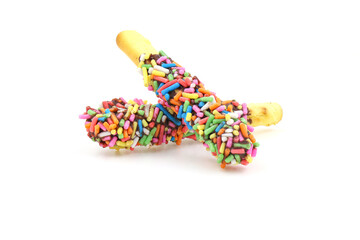 chocolate coat biscuits and color sugar