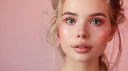 Fototapeta premium Elegant model showcasing cruelty-free cosmetics for an ethical beauty concept