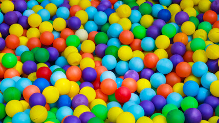 Close-up view Colorful playground ball Material texture background. Colorful Plastic Balls in a Play Pit backgrounds.