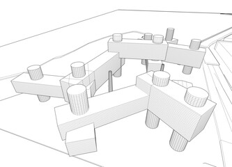 Abstract architectural background 3d illustration