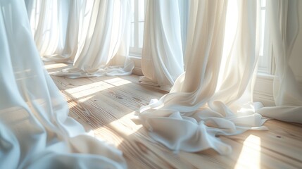 white curtains in the room HD 8K wallpaper Stock Photographic Image 