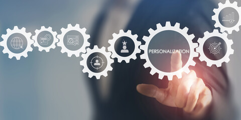 Data driven personalization concept. Big data and advanced analytics, analyzing behavior,...