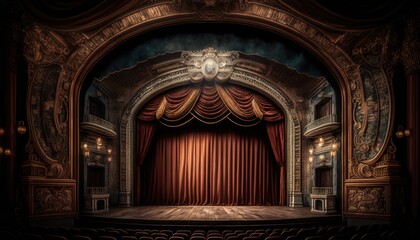 Fototapeta premium Theater scene curtain and lamp background