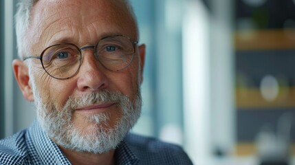 Fototapeta premium Senior male executive with a distinguished appearance, exemplifying leadership and wisdom in a corporate setting