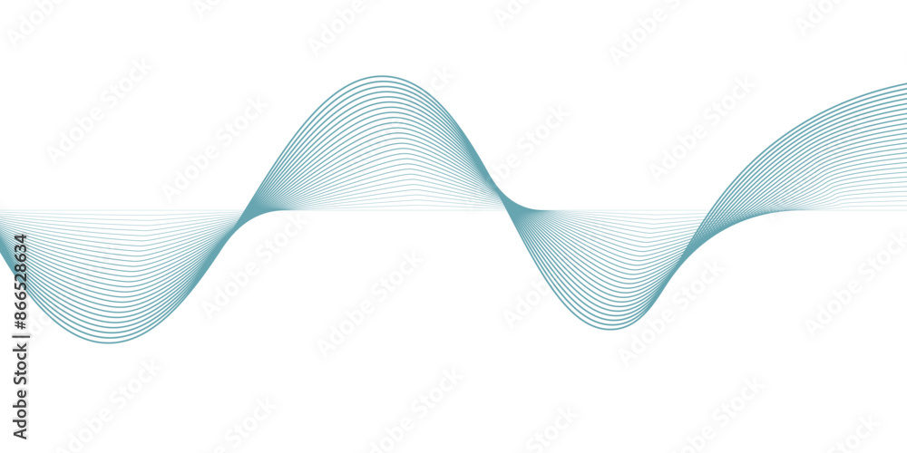Poster abstract blue smooth wave on a white background. dynamic sound wave. design element. vector illustra