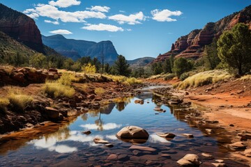 Serene lake in Dead Horse Ranch, Sedona., generative IA