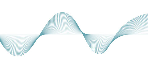 Abstract blue smooth wave on a white background. Dynamic sound wave. Design element. Vector illustration.