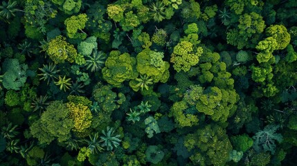 Naklejka premium The dense canopy of a tropical rainforest teems with life, from vibrant birds to hidden insects, creating a rich tapestry of biodiversity.