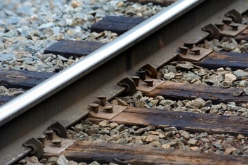 Details of the pins holding the rail track in place