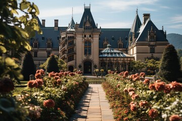 BILTMORE STATE Historical mansion and exuberant gardens., generative IA