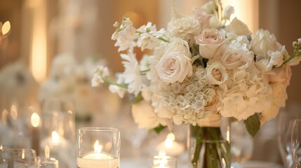 Obraz premium The elegance of a wedding lies in the details, from the floral arrangements to the carefully selected vows, each element reflecting the couple's unique story.