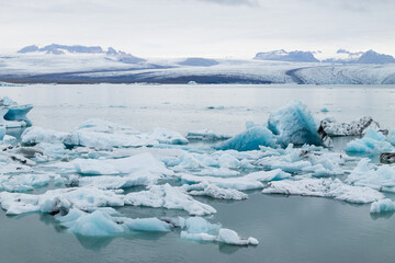 Icebergs on water, Jokulsarlon glacial lake, Iceland