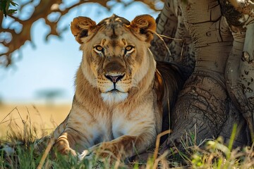 lion in the grass