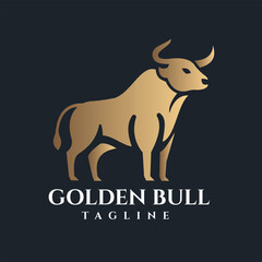 Modern and elegant Gold Bull Logo vector design with Black Bull background can be used for Financial Companies, Restaurants