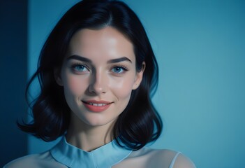 Beautiful elegant woman front view smiling photo