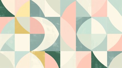 a geometric pattern in shades of pink, green, and white mid-century modern