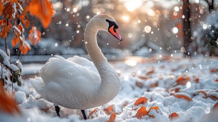 Fototapeta premium white swan on the lake HD 8K wallpaper Stock Photographic Image 