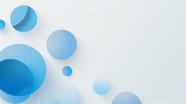 blue circles on clean white background and gradients, offering