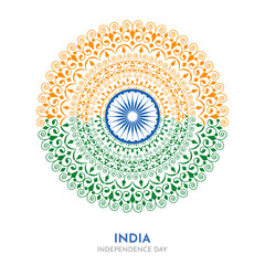 Traditional Indian Tricolor Mandala Design Vector for Independence Day