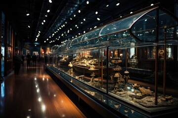 Escrivating interior of the Titanic Museum Attraction in Branson, USA, recreates the Titanic tragedy., generative IA