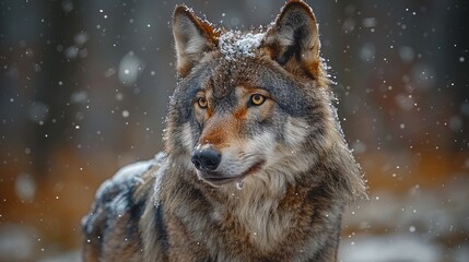 Fototapeta premium wolf in snow HD 8K wallpaper Stock Photographic Image 