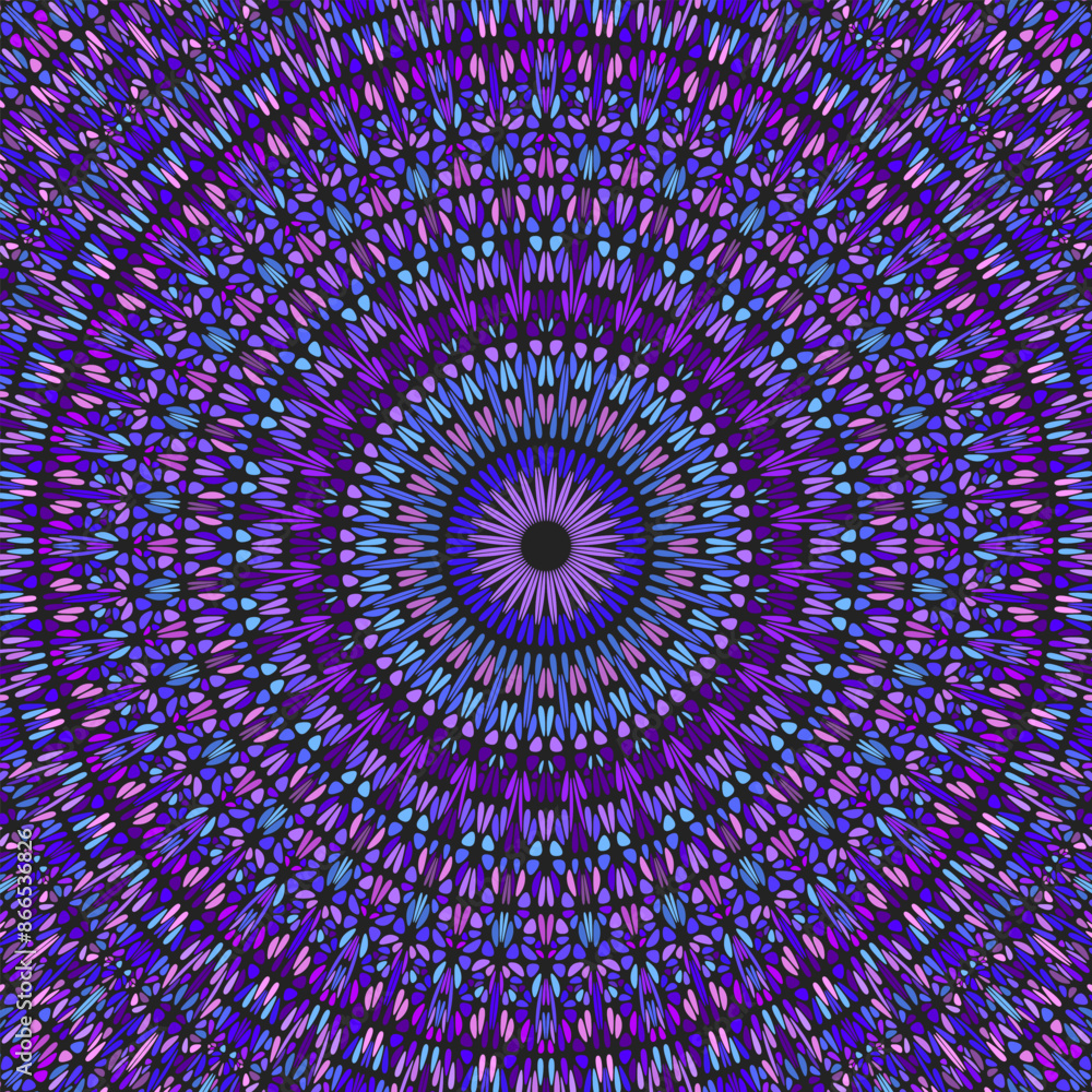 Poster geometrical abstract psychedelic ornament background design - hypnotic circular colorful vector grap