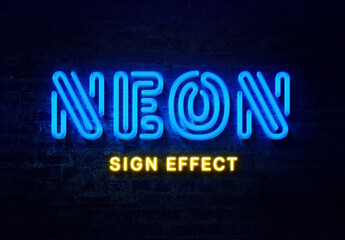 Neon Sign Text Effect Mockup