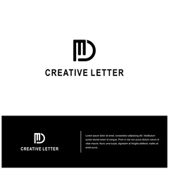 modern initial DM logo design. geometric monogram MD vector