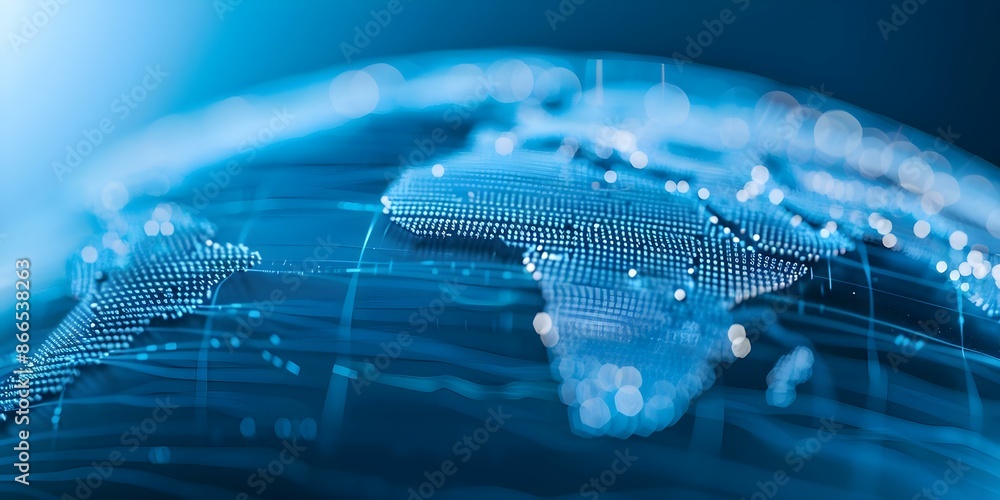 Poster the rapid spin of the digital globe in global networks facilitating superfast data transfers. concep