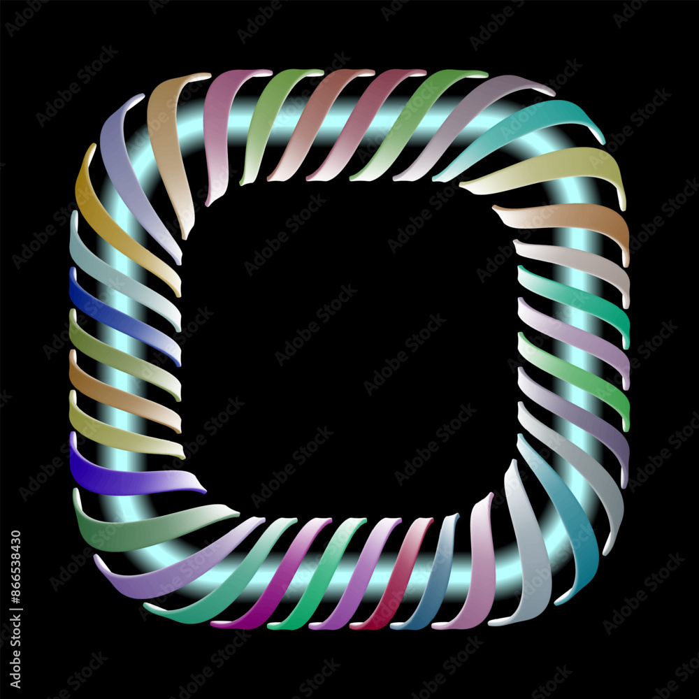 Poster Abstract 3D illustration of a rectangle made of multi-colored lines twisted into a spiral. vector illustration for your design.