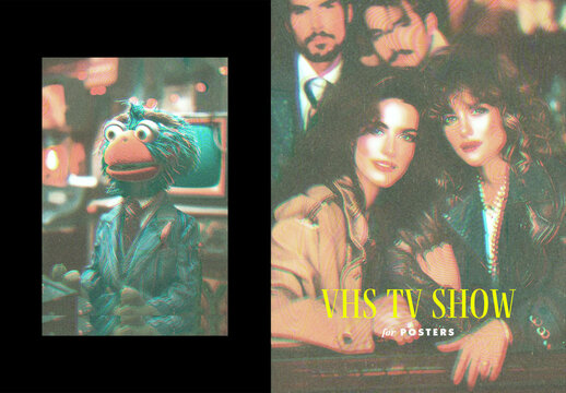VHS TV Show Poster Photo Effect Mockup