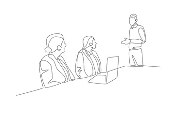 The board of directors meeting went smoothly. Board of directors concept one-line drawing