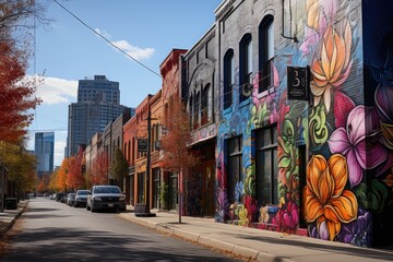 Nashville The gulch, vibrant mix of art, food and stores., generative IA