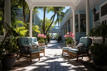 Historical House by the Seaser in Key West, USA., generative IA