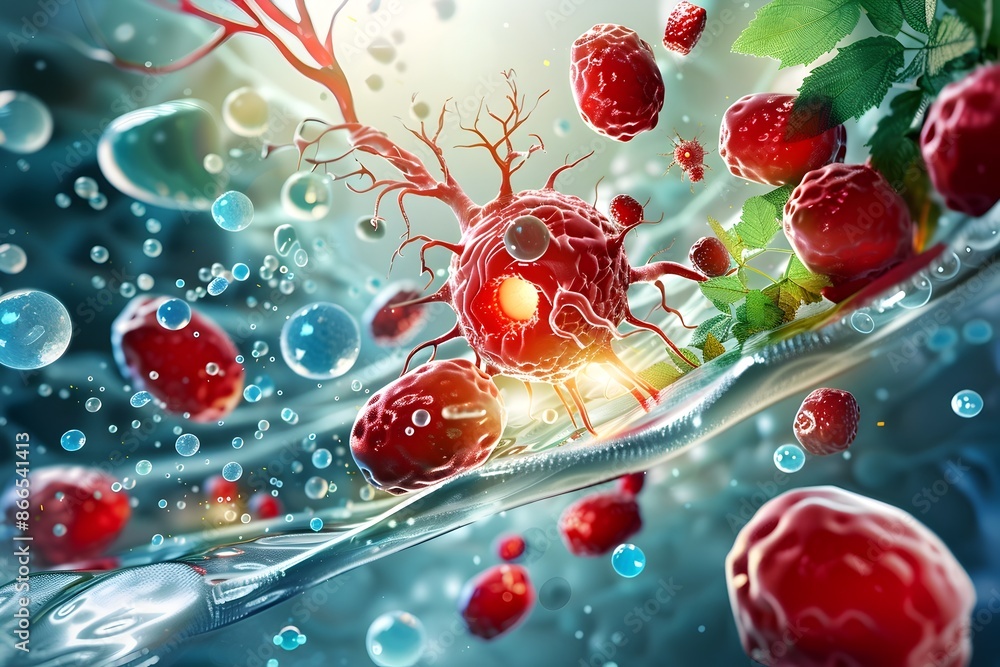 Wall mural Diagrammatic Representation of Plant Sterols Influencing Cellular Processes in Red Bone Marrow