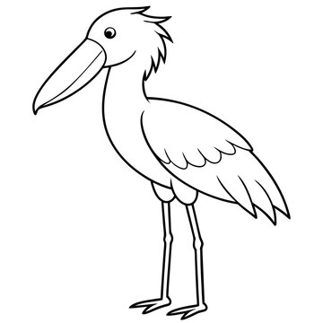 recommend clip art: stork with a bird line art vector