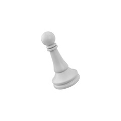 White pawn chess piece in 3D vector illustration. Isolated background.