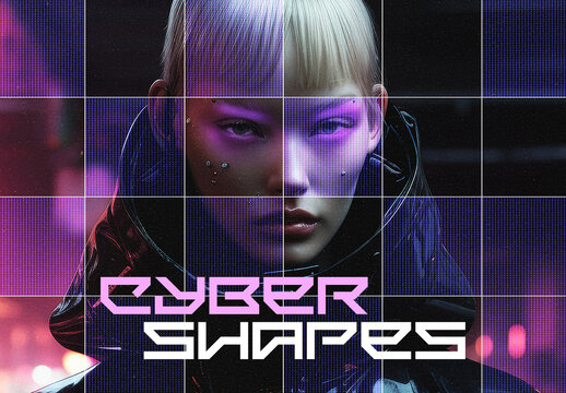 Cyber Shapes Photo Effect Mockup