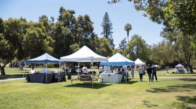 Vibrant Outdoor Market Day at a Sunny Park