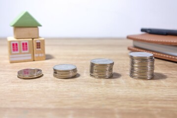 House price rising up or real estate property growth concept. Property investment and house mortgage financial.