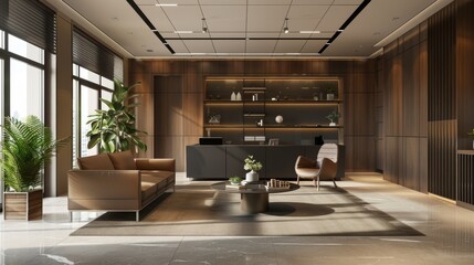 Modern Office Reception Interior with Elegant Furniture