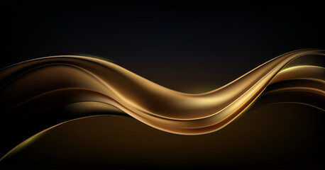 Smooth metallic waves with a rich golden hue. Premium vector background for luxurious and elegant wallpaper.