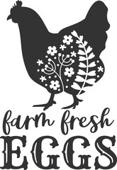 Farm fresh eggs, chicken vector graphic